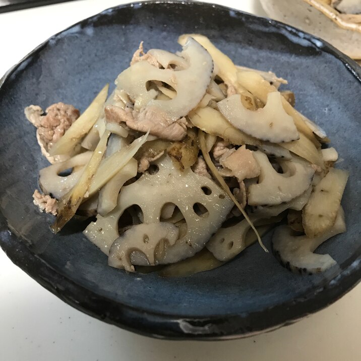 れんこんとごぼうのタイ醤油炒め